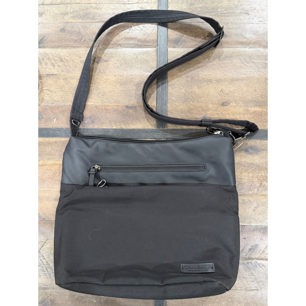 Travelon Black Anti-Theft Crossbody Bag Nylon Travel Messenger Shoulder Bag